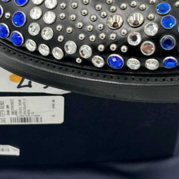 Men's Prada, black leather derby, shoes with studs and rhinestones size 11 - Picture 2 of 8
